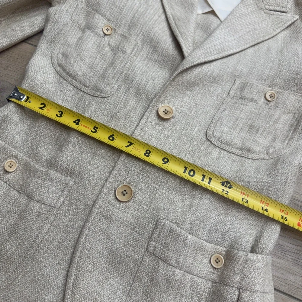 Ralph Lauren Cream Linen Herringbone Safari Blazer Jacket Capsule Italy Size 6 - Picture 13 of 15